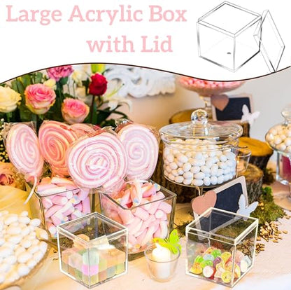 Acrylic Box Clear Display Boxes with Lids Plastic Decorative Boxes for Collectibles,Wedding Party - size: 4.73 x 4.73 x 4.73 Inch