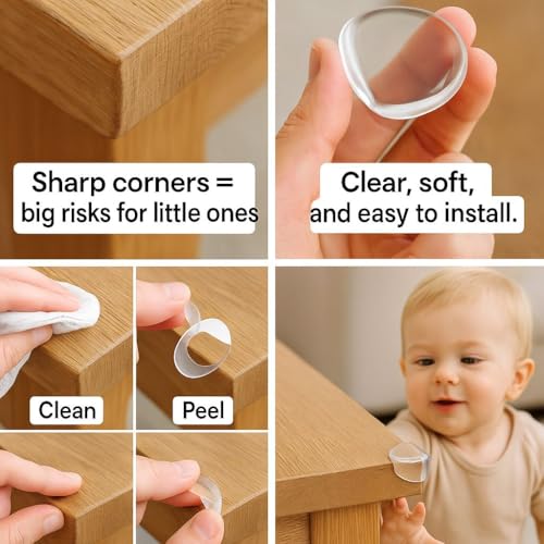 Corner Protector for Baby, Protectors Guards, Furniture Corner Guard & Edge Safety Bumpers - Baby Proof Bumper Cushion - Clear & Transparent (12 Pack)