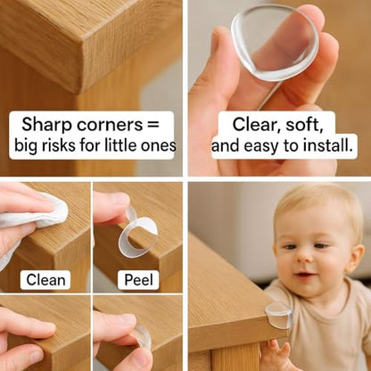 Corner Protector for Baby, Protectors Guards, Furniture Corner Guard & Edge Safety Bumpers - Baby Proof Bumper Cushion - Clear & Transparent (12 Pack)