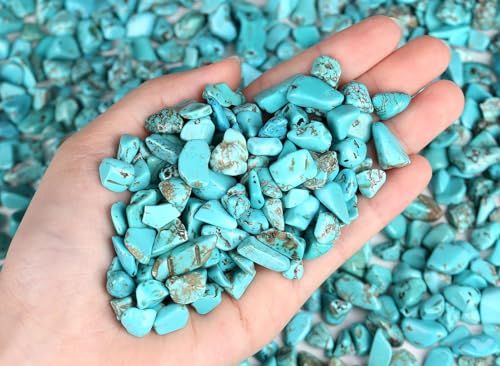 LAIDANLA Turquoise Crushed Stone Crystal Chips Bulk Natural Healing Reiki Crystals Mini Quartz Vase Filler Aquarium Gravel 100g - color: Turquoise, size: 0.22 Pound-（0.2"-0.28"）