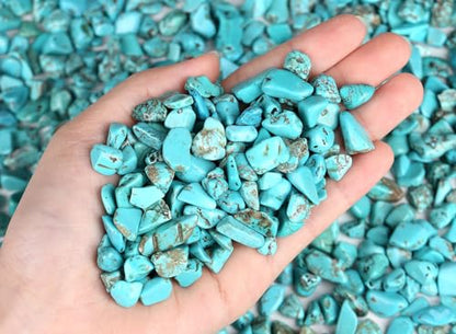 LAIDANLA Turquoise Crushed Stone Crystal Chips Bulk Natural Healing Reiki Crystals Mini Quartz Vase Filler Aquarium Gravel 100g - color: Turquoise, size: 0.22 Pound-（0.2"-0.28"）