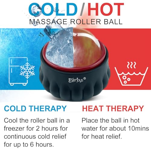 Massage Ice Roller Ball Cold & Heat Therapy Tissue Relief Muscle Recovery - color: Black and Red