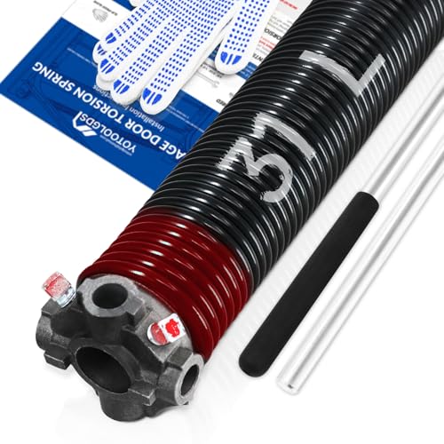 Left Hand Wind（Black Cone）2" Garage Door Torsion Spring with Non-Slip Winding Bars & Gloves, High Precision Electrophoresis Black Coated, for Replacement, MIN 16,000 Cycles (0.225x2''x31'') - size: 0.225X2"X31"-L