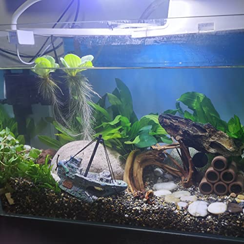 Aquarium Shipwreck Decoration + Little Diver Floating Fish Tank Decoration, Fish Tank Ornaments