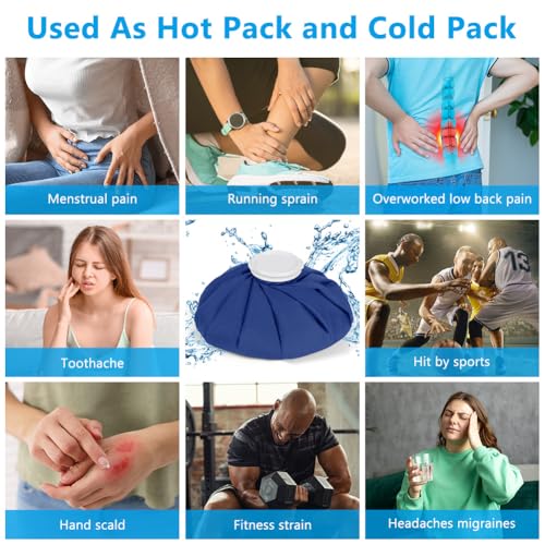 AOOWU Ice Packs for Injuries Reusable Ice Bags, Hot & Cold Therapy and Pain Relief, Screw Top Hot Water Bag, Elastic Breathable No-Leak Waterproof, Soft Cold Pack for Relieve Sports Injuries, Size 11" - style: 11"