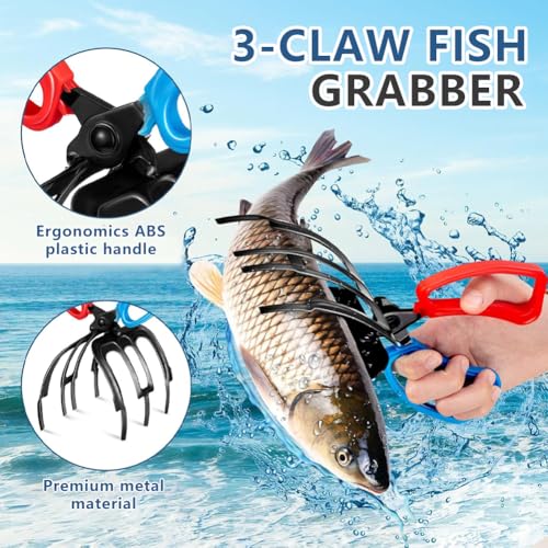 3 Claw Fish Gripper, Metal Fishing Pliers Gripper, Non-Slip Fish Grabber Tool, Multifunctional Fish Grips Clamp for Catch and Release, Lightweight Fishing Accessories - color: 3 Claw