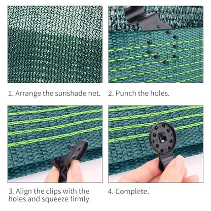 100pcs Shade Cloth Clips, Plastic Round Heavy Duty Lock Grip for Sun Shade Sunshade Net Tarp Clamps Anti Bird Netting Garden & Greenhouse Cover Secure Windproof Reusable Fabric Accessories (Black)