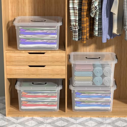 4-Pack Plastic Storage Bins Boxes Containers with Lids, 18 L Clear Latching Box with Handle - size: 18 L