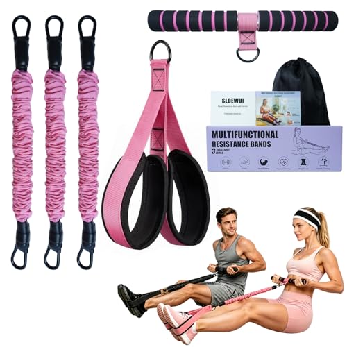 Pedal Resistance Band with Handle, 90Lbs Pedal Resistance Band - color: Pink
