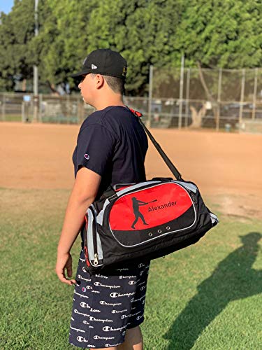 Personalized SportS Duffel Bag With Custom Name & Text - Baseball - color: Red, style: Baseball