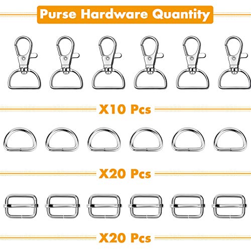 PAXCOO Purse Hardware, 50pcs Swivel Hook with D Rings for Purses, Keychain, Lanyard and Handbags (3/4 Inches) - color: Silver, size: 3/4 Inch