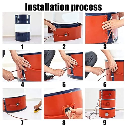 Metal Drum Pail Heater, Electric Silicone Oil Drum Heater Belt, 20-200L Honey Oil Barrel Pail Heaters, Drum Electric Heat Wrap Hot Heating Pad,Barrel Heaters with Knob/Digital Display - color: Knob, size: 200L 68.5x4.9inch (L x W) 1000W