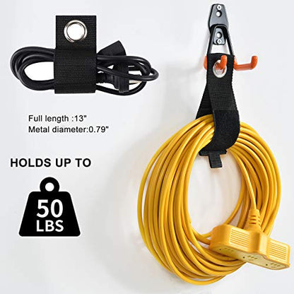 AOBEN 24PCS Garage Hooks, Heavy Duty Double Garage Hanger Organizer Wall Mount Iron Anti-Slip Garage Storage Hooks for Ladder, Power Tool,Bike,Ropes（23 Hooks & 1 hoder Strap-Black - size: 24PCS BL