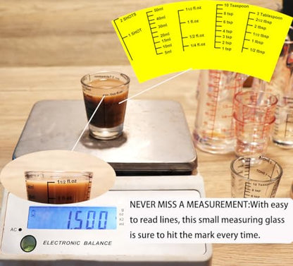 Ackers Mini Measure Heavy Glass, 32-Incremental Measurements Multi-Purpose Liquid and Dry Measuring Shot Glass, Black Single - color: Black