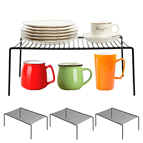 4 Pack Large (15.7 x 9. 4 Inch) Cabinet Storage Shelf Rack, Rustproof Kitchen Counter and Cabinet Shelf, Storage Rack Organizer for Kitchen, Fridge, Cabinet, Bathroom, Black - color: Black