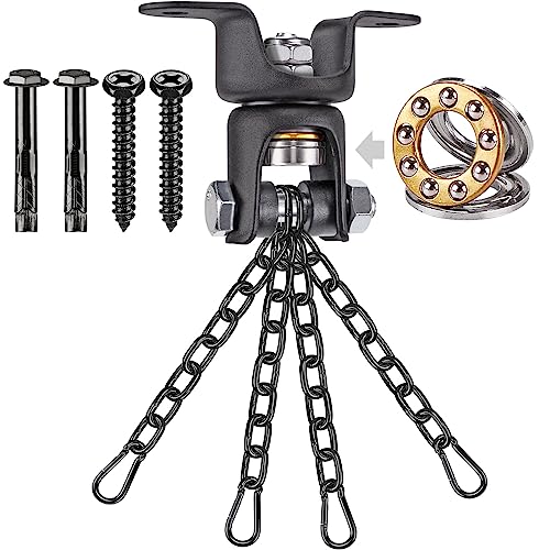 BeneLabel Heavy Bag Ceiling Mount with Spring & Chains 360° Rotation Punching Bag Ceiling Hanger with Bearings Boxing Bags Holder Hardware with 2 Wood Screws and 2 Expansion Screws - color: Hanger with Black Chain (800 LBs Capacity)