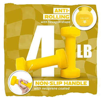 Yes4All Neoprene Dumbbells, Pairs and Sets with Rack for Home Workouts - color: C. Yellow - 4lbs - Pair, style: Pair