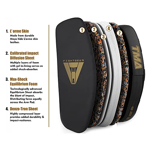 TMA Thai Pads Curved Kickboxing Muay Thai with Solid Handle Grip,Strike Shield for Knees Elbows Kicks Punches, Coaching Training Boxing MMA Martial Arts Taekwondo (Single)