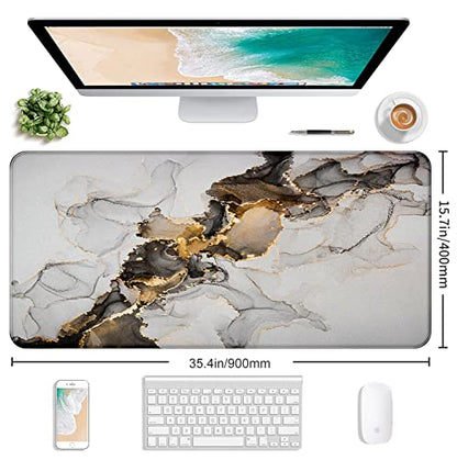 Large Expanded Marble Patterned Mouse Pad, Non Slip Rubber Keyboard Pad | The Surface Of The Mouse Pad Is Designed With Fiber Woven Material, And The Base Is Made Of Natural Anti Slip Rubber. - color: Marble
