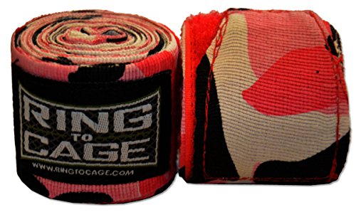 Ring to Cage Handwraps Mexican Style Stretchable- Patterned 180" Long - 23 Color Patterns - color: Pink Camo