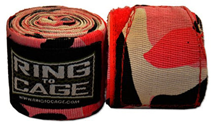 Ring to Cage Handwraps Mexican Style Stretchable- Patterned 180" Long - 23 Color Patterns - color: Pink Camo