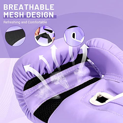 Boxing Gloves for Women - color: New Purple, size: 14oz