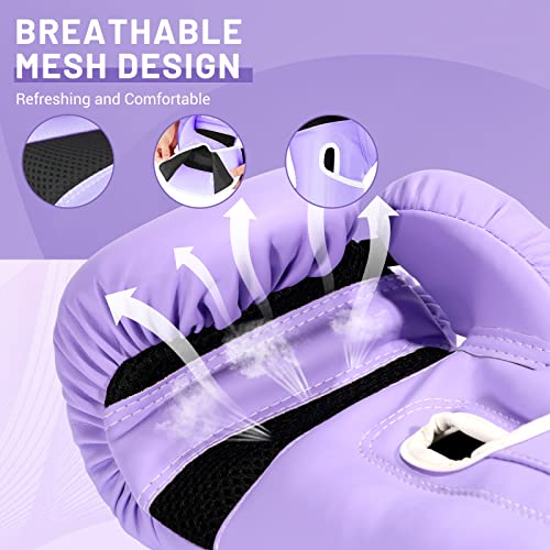 Boxing Gloves for Women - color: New Purple, size: 14oz