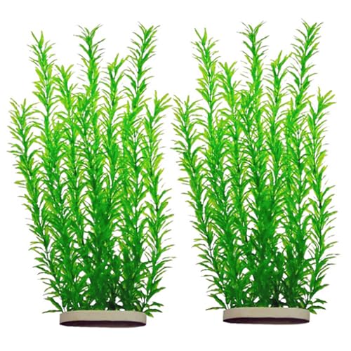 DSkoiph 2 pcs Aquarium Decor Plastic Plants Extra Large 21 Inches Artificial Fish Tank Plants Tall Fish Tank Decorations Artificial Green Water Plants (Green) - color: Green
