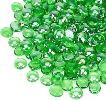 OnlyFire Fire Pit Glass Rocks 10 lbs, High Luster Fire Glass Beads 1/2 Inch, Tempered Glass Marbles for Propane/Natural Gas Fire Pit, Fireplace, Multicolor & Blends Available - color: Emerald Green