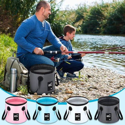 Tessco for you 4 Pack 5 Gallon Collapsible Bucket with Handle Portable Folding Bucket Collapsible Camping Sink Water Container for Hiking Fishing Beach Car Washing - color: Gray, White, Light Blue, Light Pink