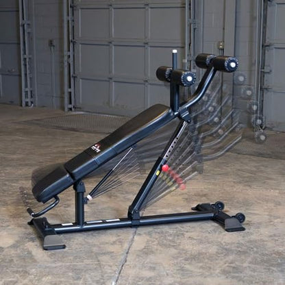 Pro ClubLine (SAB500B) Ab Bench by Body-Solid - Adjustable Sit Up/Weight Bench for Full Abdominal, Decline, Incline, and Flat Exercise, Black Finish