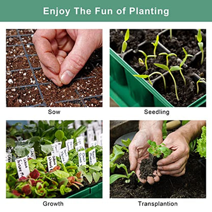 Elcoho 6 Pack Seed Starter Tray Kit 40 Cells Seedling Trays with Humidity Dome and Base Mini Propagator Plant Nursery Pots Total 240 Cells for Greenhouse Plants Growing, Green - color: Green