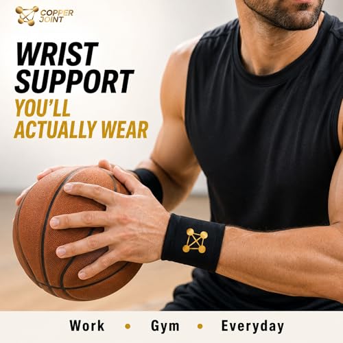 CopperJoint Compression Wrist Sleeve – Copper Hand Brace, Copper Wrist Compression Sleeve, Weight Lifting Wrist Support Brace, Hand Support for Sore Muscles, Yoga, Bowling, Sports - 1 Pair XL | Moisture-Wicking Fabric, Breathable Fit, Odor Control, Weight