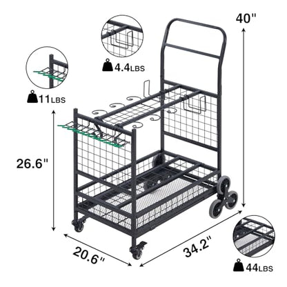 Lauren&Harold Garden Tool Organizer with 2 Stair-Climbing Wheels for Garage Storage, Garden Tool Rack, Up to 35 Long-Handled Tools, Rakes/Shovels/Yard Tools Storage Stand for Shed, Lawn and Outdoor