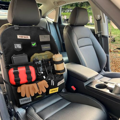 Universal Tactical Patch Display Board Hook & Loop Panel and Tactical MOLLE Seat Organizer for Trucks/SUVs - style: Seat Organizer&Fixed Straps