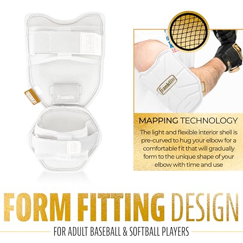 Franklin Sports PRT Baseball + Softball Elbow Guard - color: White/Gold, size: Youth