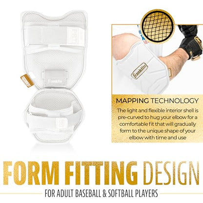 Franklin Sports PRT Baseball + Softball Elbow Guard - color: White/Gold, size: Youth