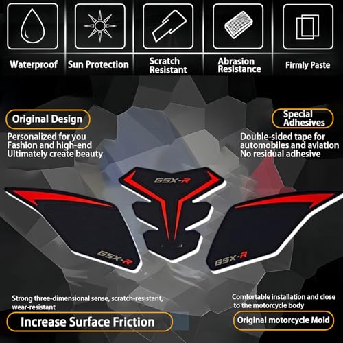 Tank Pad Sticker For GSX250R Thermal Insulation, Damage Prevention, Coating Protection,The Fuel Tank Pad, GSX250R Accessories (Red B)