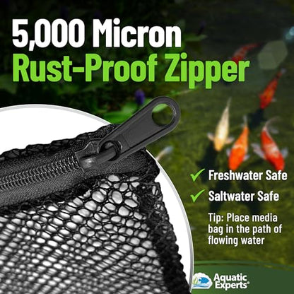 Aquatic Experts Mesh Media Bags – Large Hole 1/8" Mesh with Rustproof Plastic Zipper for Bio Balls & Large Filter Media (14" x 20", 1 Pack)
