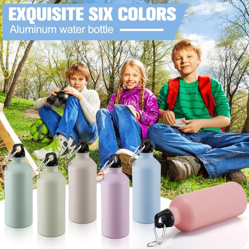 Domensi 24 Pcs 20oz Aluminum Water Bottles Bulk - Reusable Lightweight Sports Bottles with Leak-proof Twist Cap & Buckle for Gym, Hiking, Cycling, Camping