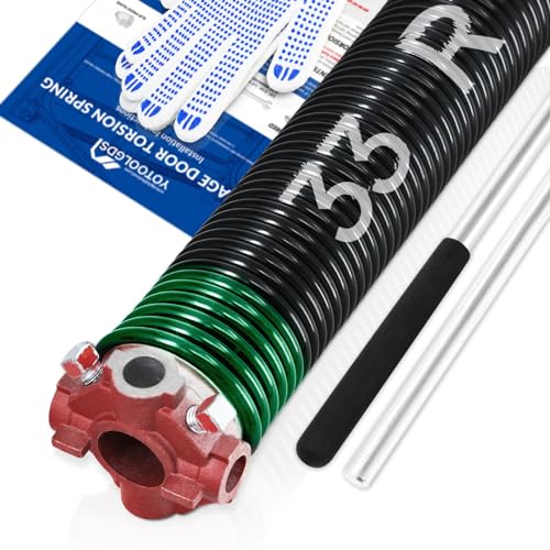 Right Hand Wind（Red Cone）1.75" Garage Door Torsion Spring with Non-Slip Winding Bars & Gloves, Precision Electrophoresis Black Coated, for Replacement, MIN 16,000 Cycles (0.243x1.75''x33'') - size: 0.243X1.75"X33"-R
