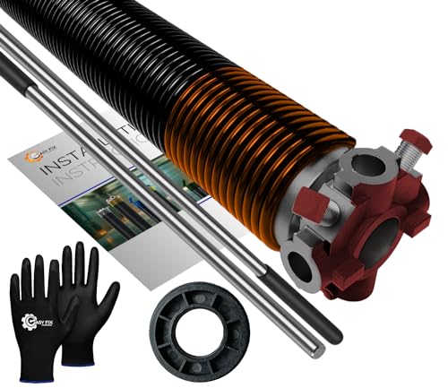 Garage Door Torsion Springs 192x2x24 Replacement for Left Side of Garage Door with 1" Nylon Bushing, Winding Bars, and Gloves Precision E-Coating 5-Year Warranty Min. 30,000 Cycles (Red Cone) - color: Red Cone (Left Side), size: 192x2x24