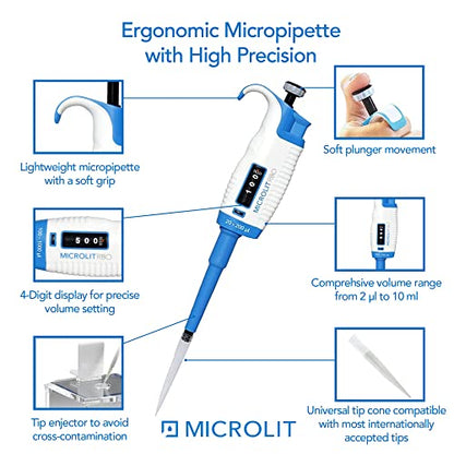 Single-Channel Pipettes with Adjustable Volume, Accurate and Calibrated Ergonomic Design Adjustable Micropipette for 20-200ul Liquid Capacity, Compatible with 200ul Pipette Tips - size: 20-200ul, style: Single-Channel