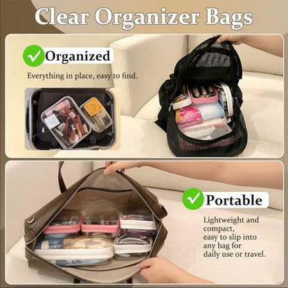 4 pcs Clear Zipper Pouches,Hard Shell Zipper Case - color: White, size: M+3S