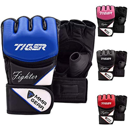 TMA MMA Gloves, Grappling Muay Thai Punching Training Martial Arts Sparring, Fighting Gloves, Kickboxing Gloves, MMA Training - color: Blue, size: Small-Medium