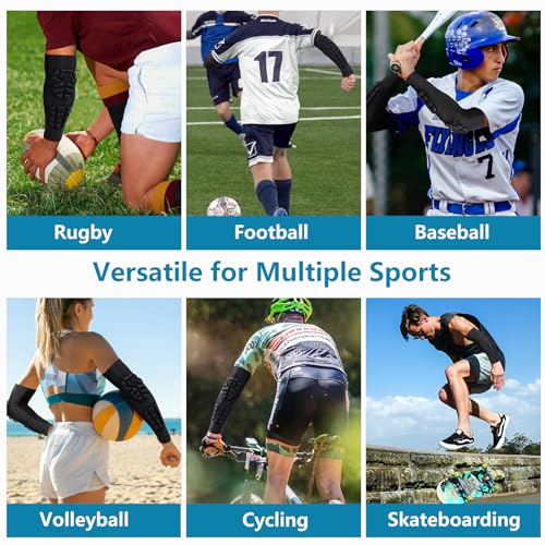 Compression Padded Elbow Sleeve for Sports 2 Pack Arm Forearm Crashproof Protection Anti-collision Pads for Football - size: XX-Large