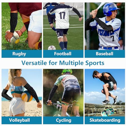 Compression Padded Elbow Sleeve for Sports 2 Pack Arm Forearm Crashproof Protection Anti-collision Pads for Football - size: XX-Large