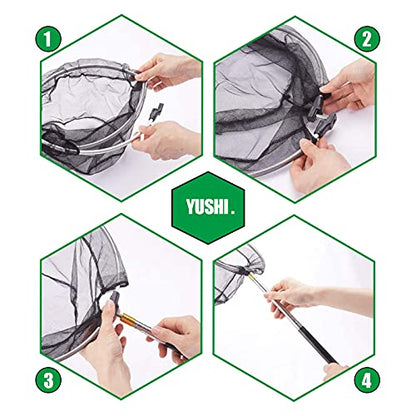Fishing Landing Net with Aluminum Telescoping Pole 75" Long Handle,Rubber Coated Nylon Mesh,for Steelhead,Salmon,Fly,Kayak,Catfish,Bass,Trout,Shrimp,Crab,for Easy Catch & Release,Extend to 75 Inch