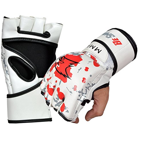 Be Smart Auth. Rex Leather MMA Grappling Gloves Boxing Punch Bag UFC Gel Tech Muay Thai (Red Blood, X-Large)