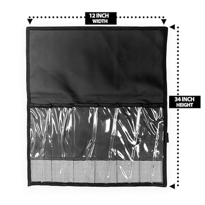 Sanhu 34" x 12" Lure Storage Bag, 2 Pcs Black 7-Pocket Foldable, for Saltwater & Freshwater Tackle Organization, Includes Compact Roll-Up Design, Ideal for Offshore Fishing & Traveling Anglers